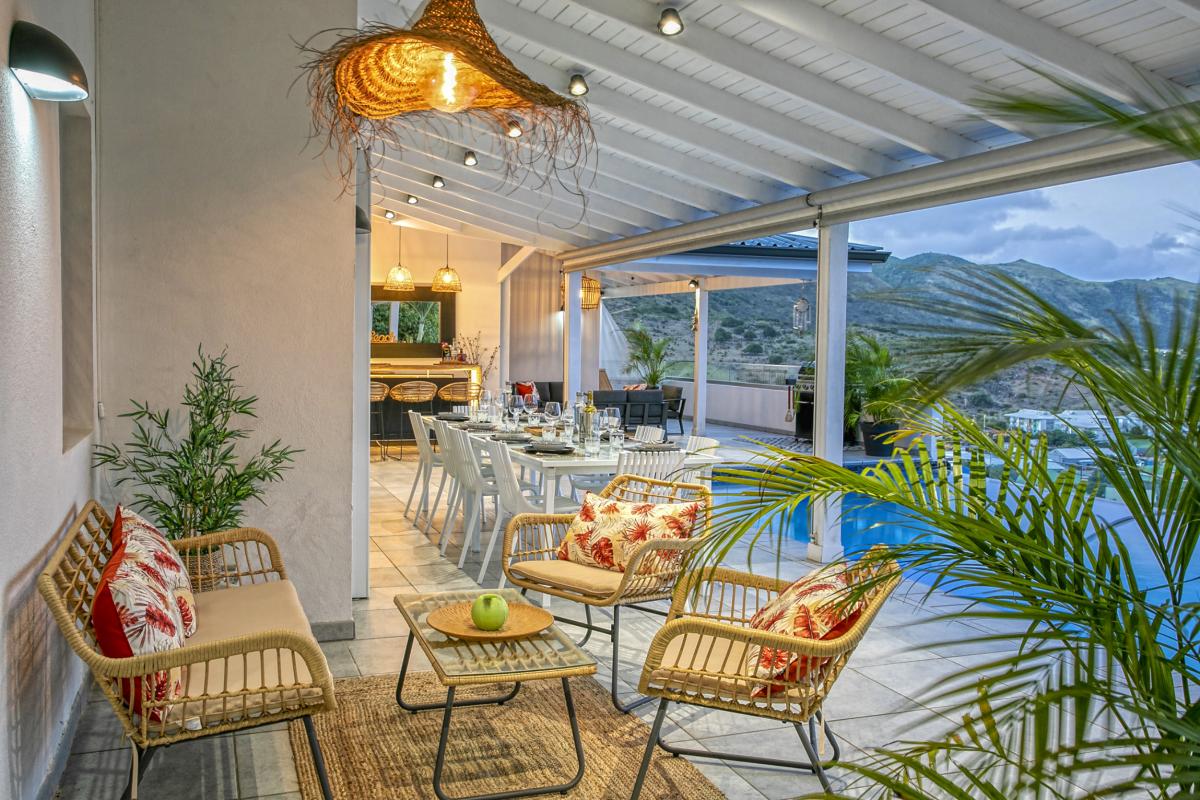 A louer villa vue mer Mont Vernont Saint Martin_ Terrasse Nuit - 37